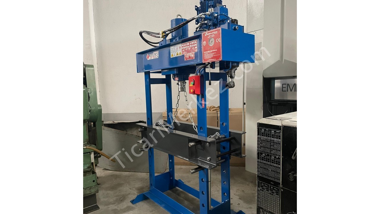 HİDROLİKSAN MARKA 100 TON MOTORLU KOLLU GEZER SİLİNDİRLİ HİDROLİK ATÖLYE PRESİ